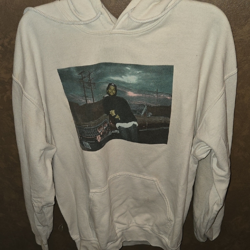 Gildan Off-White Hoodie with Ice Cube Graphic